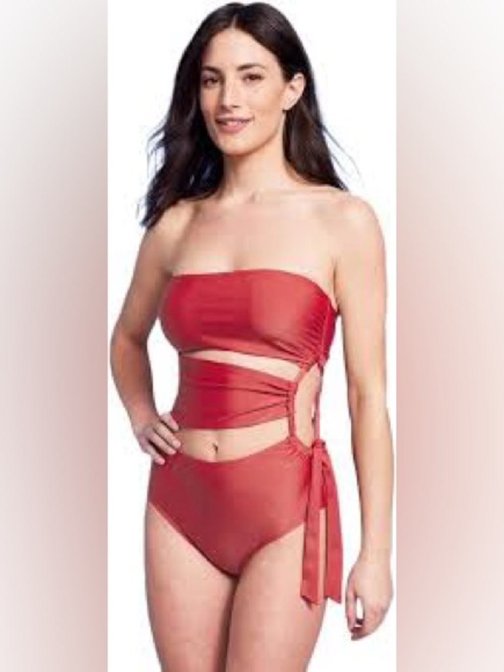Shade & Shore Women's Bandeau Cut Out One Piece Swimsuit, Size M, Never Worn.